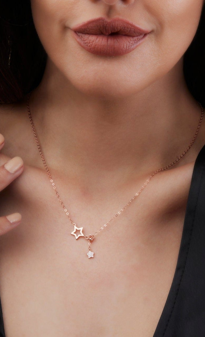 Star Pendant Necklace with Diamond Star Necklace