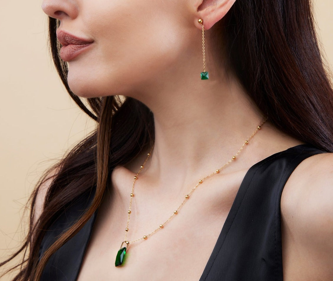 Emerald Pendant and Earring Set