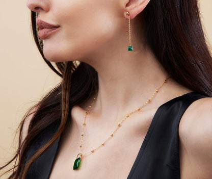 Emerald Pendant and Earring Set