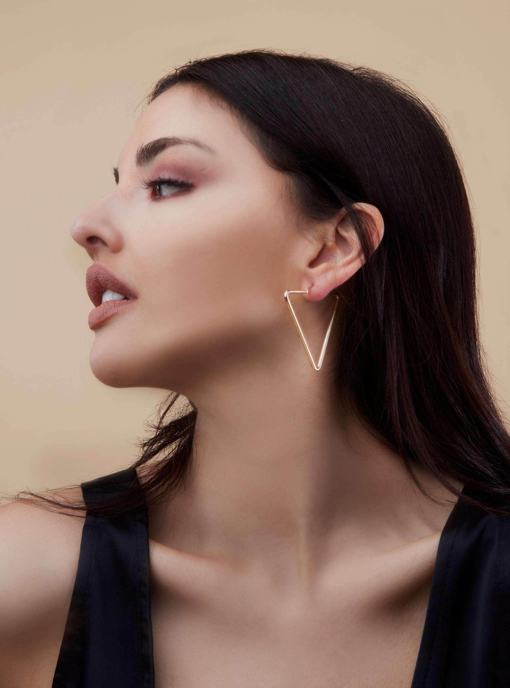 Gold Plated Large Geometric Triangle Hoop Earring