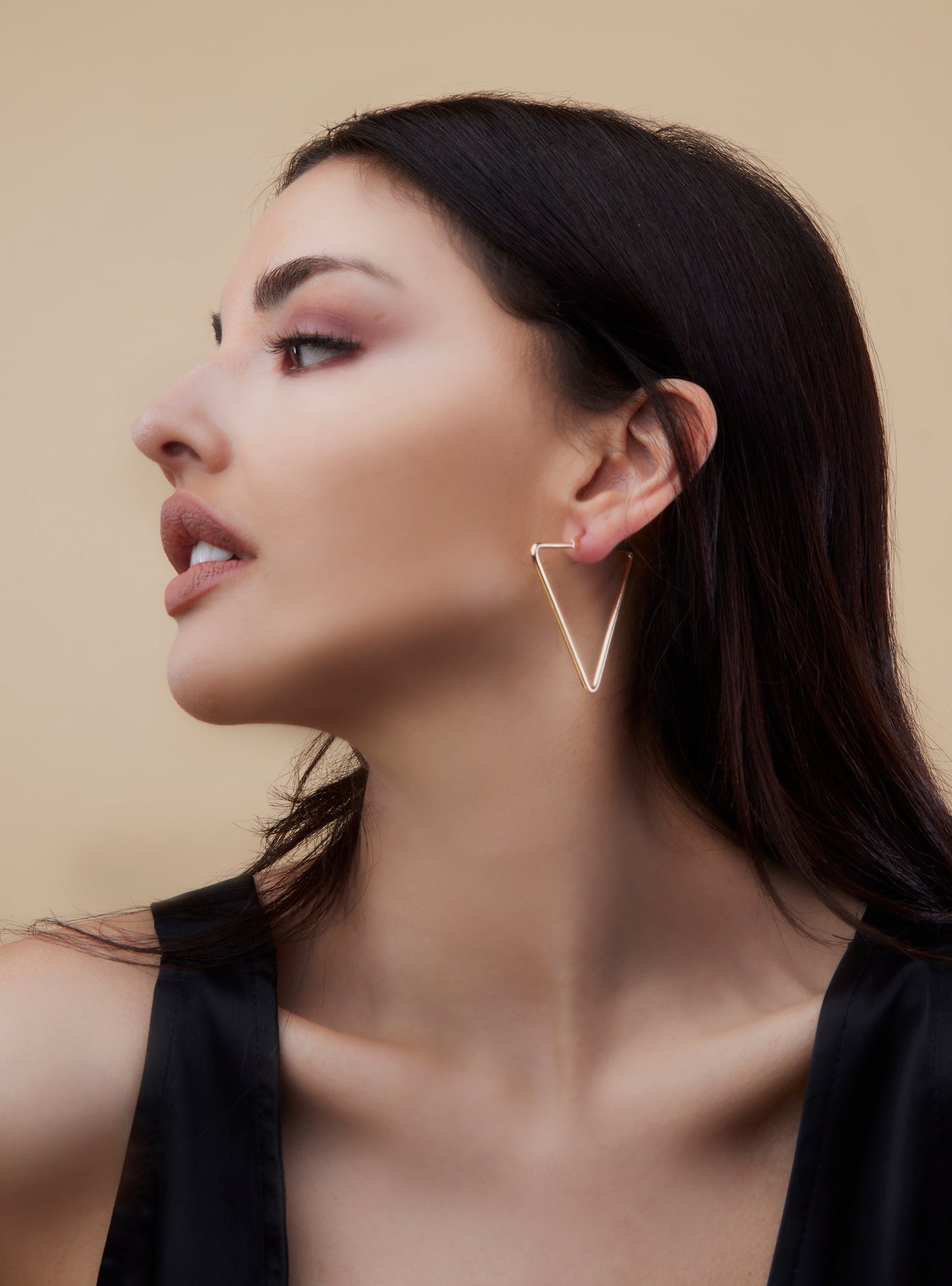 Gold Plated Large Geometric Triangle Hoop Earring