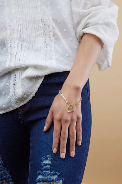 Buckle Bracelet - Zircon and chain