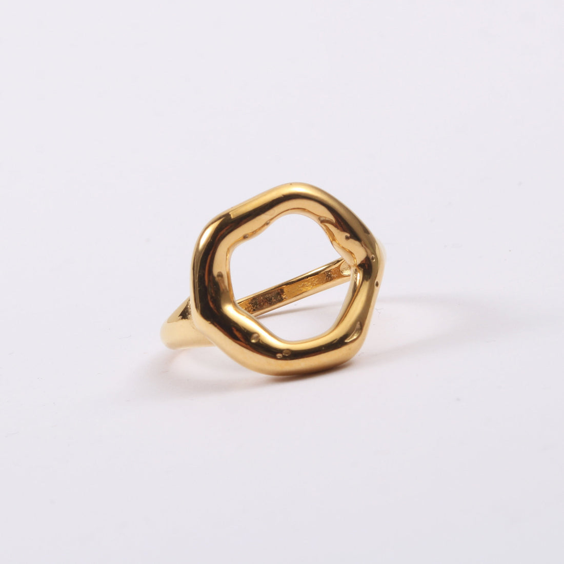 Round Geometric Hammered Design Ring