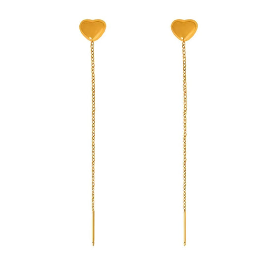 Pulse Gold Plated Heart Charm Chain Earrings