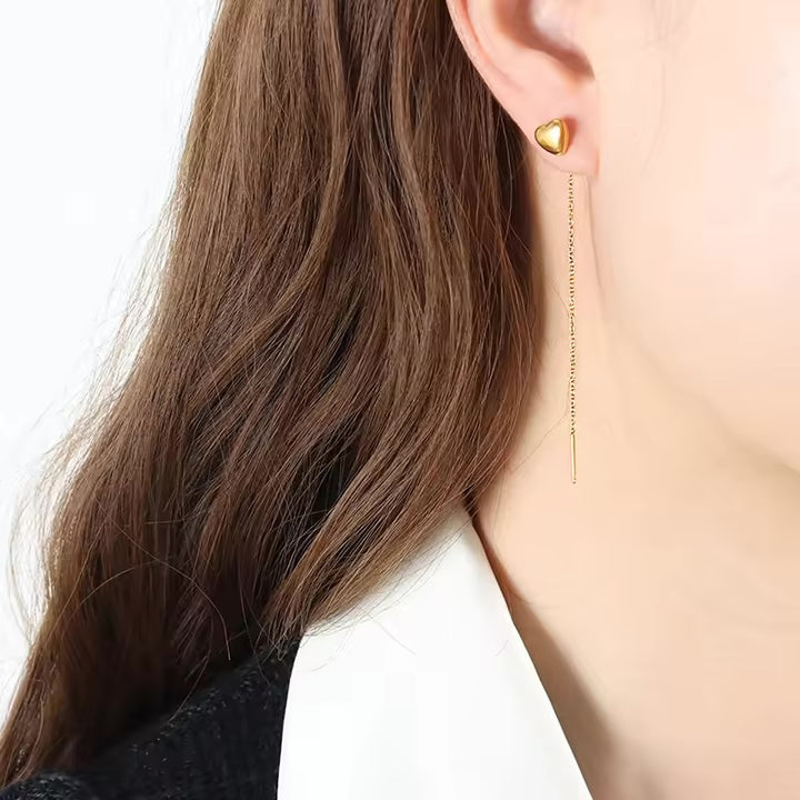 Pulse Gold Plated Heart Charm Chain Earrings