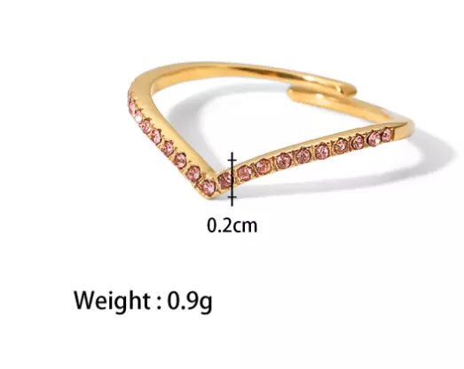 Thin Cubic Color Zirconia Geometric Adjustable Ring