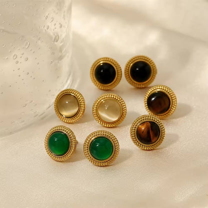 Sana - Natural Stone Round Stud