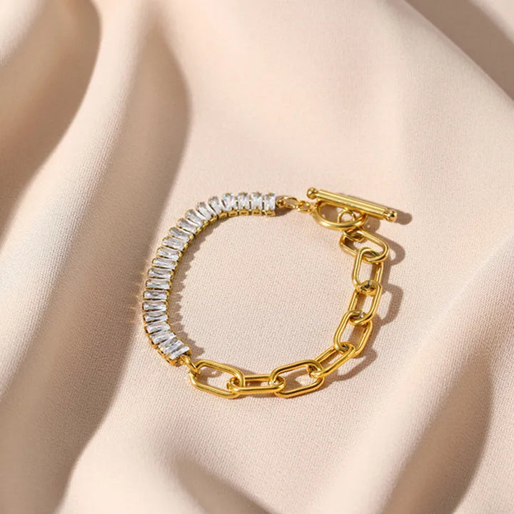 gold zircon bracelet, open size, affordable luxury