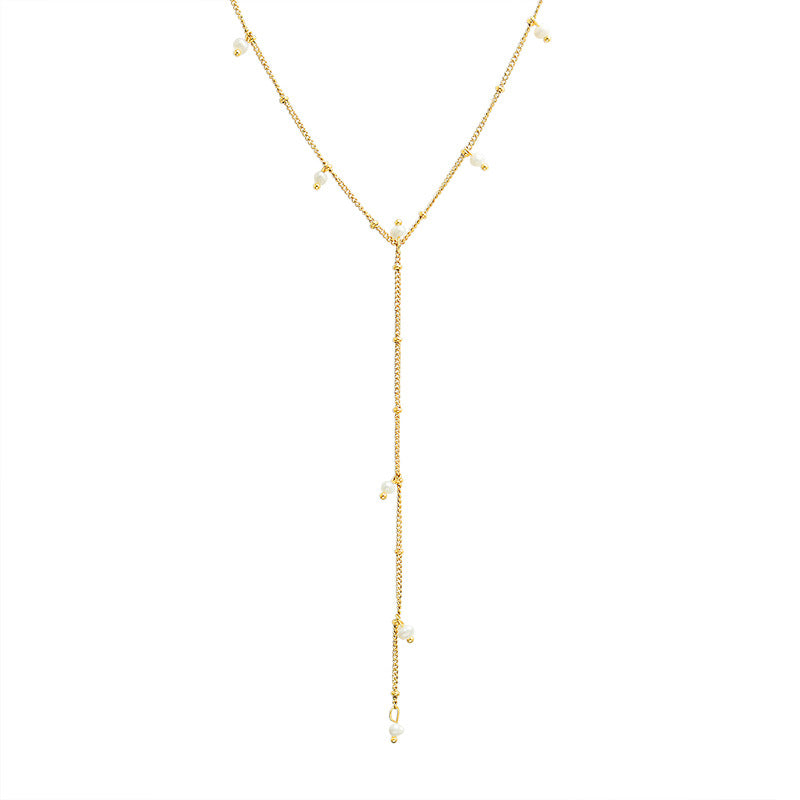 Y Shaped Long Tassel Necklace Clavicle Chain