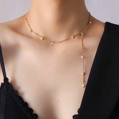 Y Shaped Long Tassel Necklace Clavicle Chain