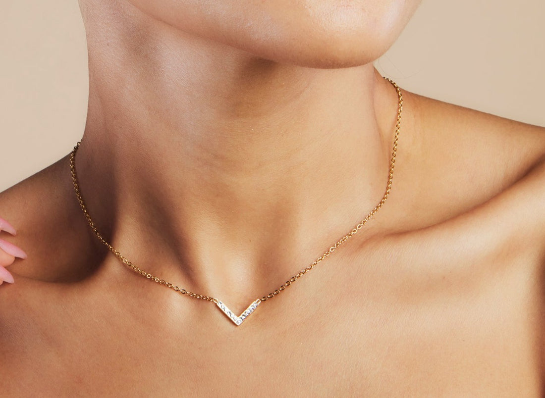 Geometric V Shape Pendant Necklace