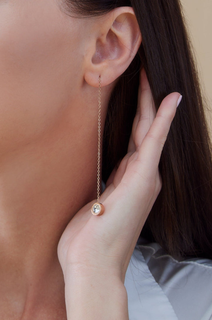 Roman Numerals Zircon Drop Tassel Earrings