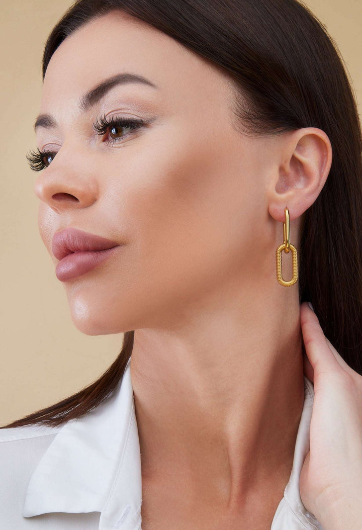 Engraved Paper Clip Drop Two-Way Earring