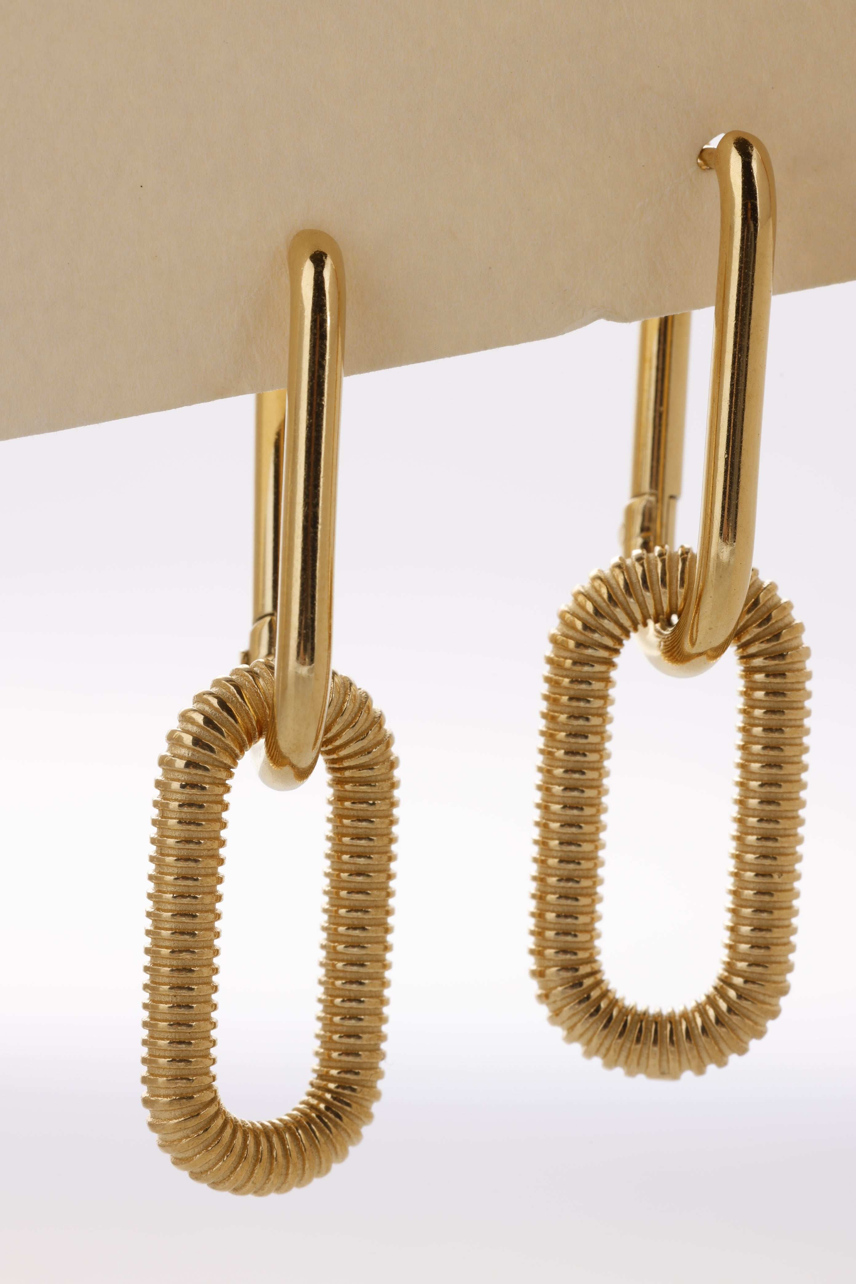 Engraved Paper Clip Drop Two- Way Earring