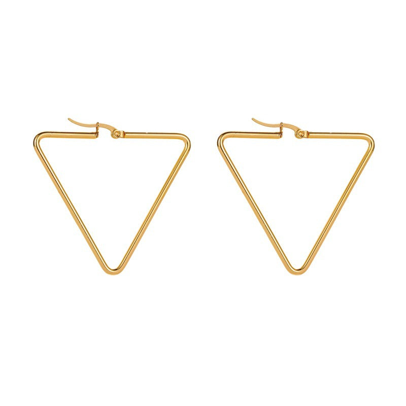 Gold Plated Large Geometric Triangle Hoop Earring