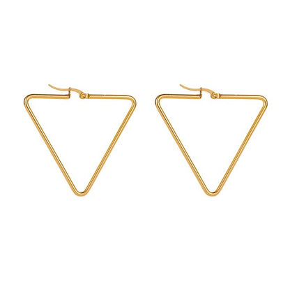 Gold Plated Large Geometric Triangle Hoop Earring