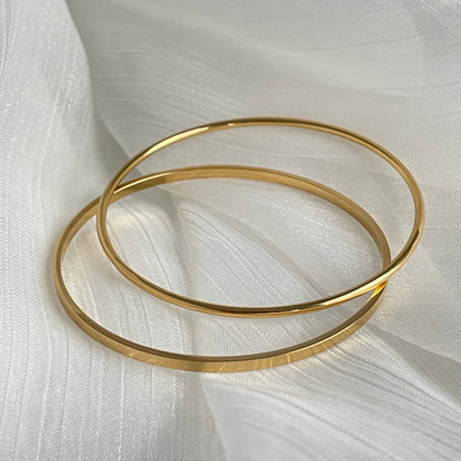 Gold Plated Stackable Bangles - Round Wire