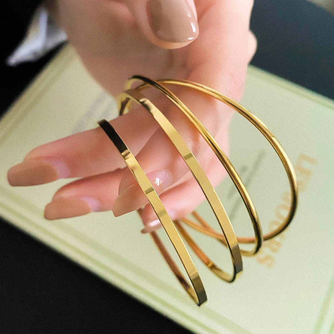 Gold Plated Stackable Bangles - Round Wire