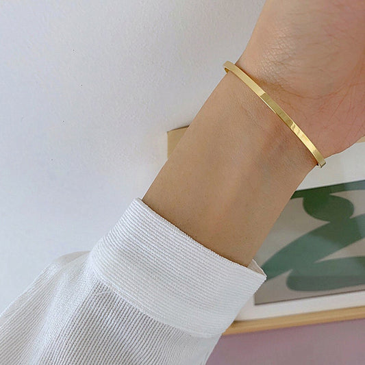 Gold Plated Stackable Bangle - Square wire