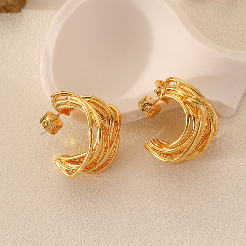 Gold Hollow Earring