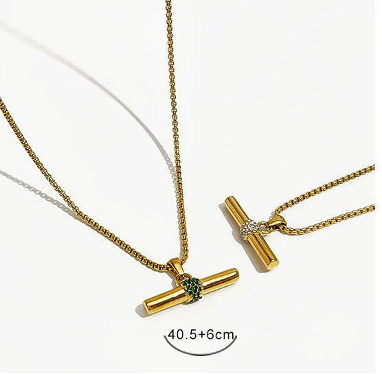 Inlaid T Bar Necklace