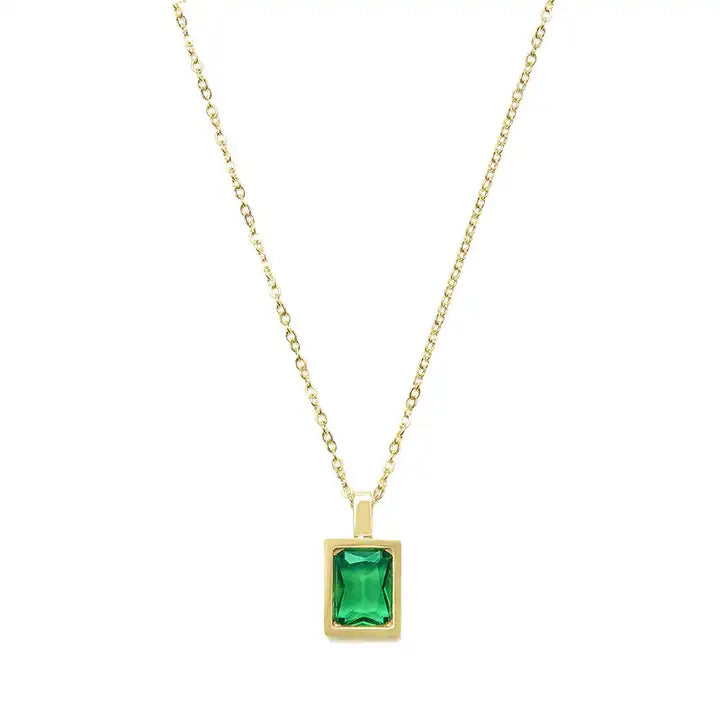 Rectangle Vacuum Zircon Necklace