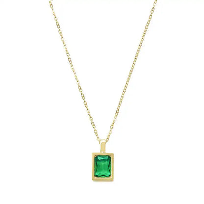 Rectangle Vacuum Zircon Necklace