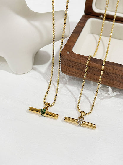 Inlaid T Bar Necklace