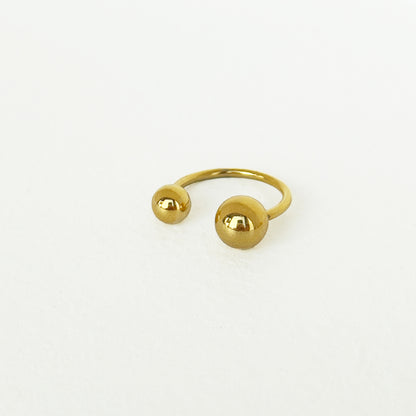 Gold Plated Gold Ball Open Ring - 2 beads