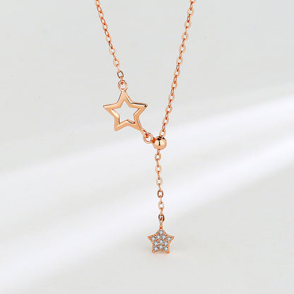 Star Pendant Necklace with Diamond Star Necklace