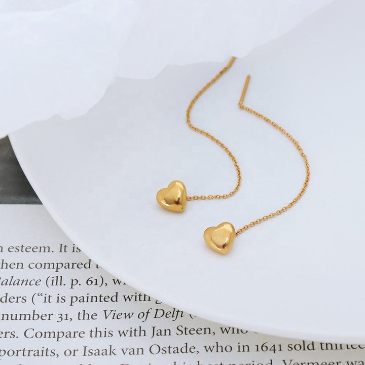 Pulse Gold Plated Heart Charm Chain Earrings
