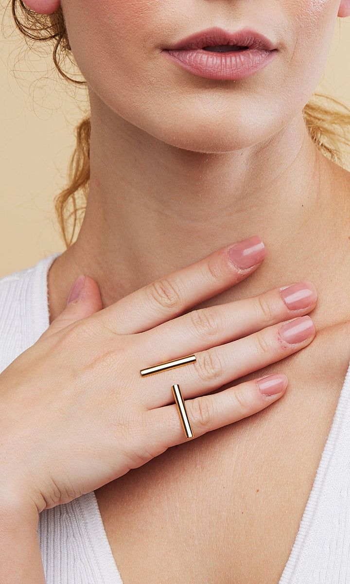 modern gold plated ring 
